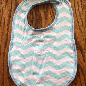 Blue Chevron Minky Bib BLUBIB Handmade NWT Boutique